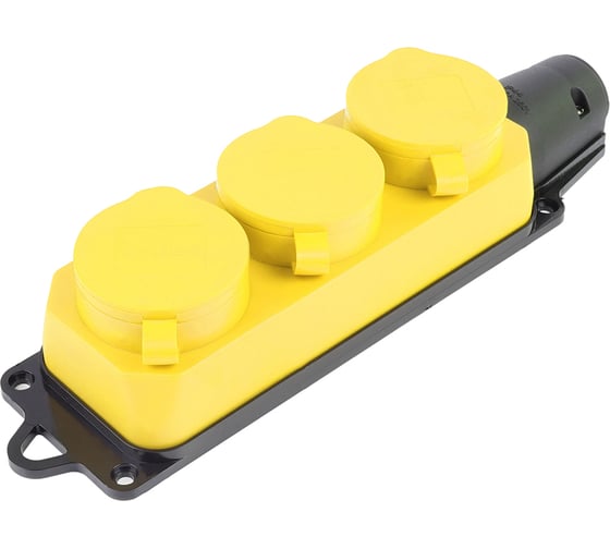 Изображение товара Переносная розетка STEKKER 3-местная c/з, rst16-23-44-6 (рп 16-334), штепсельная 250в, 16а, ip44, желтый, 49407