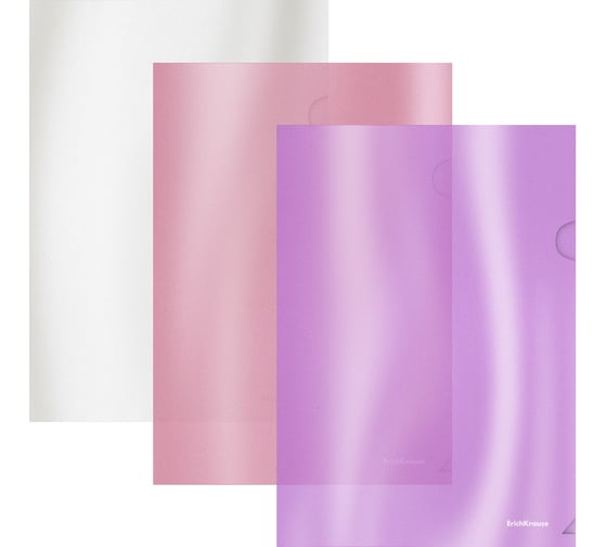 Изображение товара Папка-уголок ErichKrause пластиковая текстура Зеркало Карамель, A4, полупрозрачный, ассорти 54882