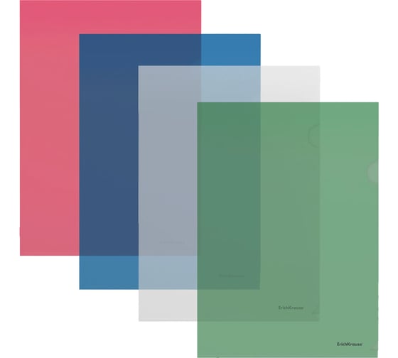 Изображение товара Папка-уголок ErichKrause Glossy Classic, A4, пластиковая, полупрозрачный, ассорти, 12 шт. в упаковке 50155