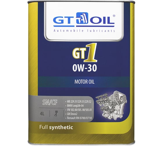 Изображение товара Масло GT1 0W-30, API SN/CF, 4л GT OIL 8809059408568