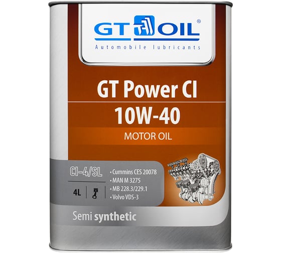 Изображение товара Масло Power CI, SAE 10W-40, API CI-4/SL, 4 л GT OIL 8809059407523