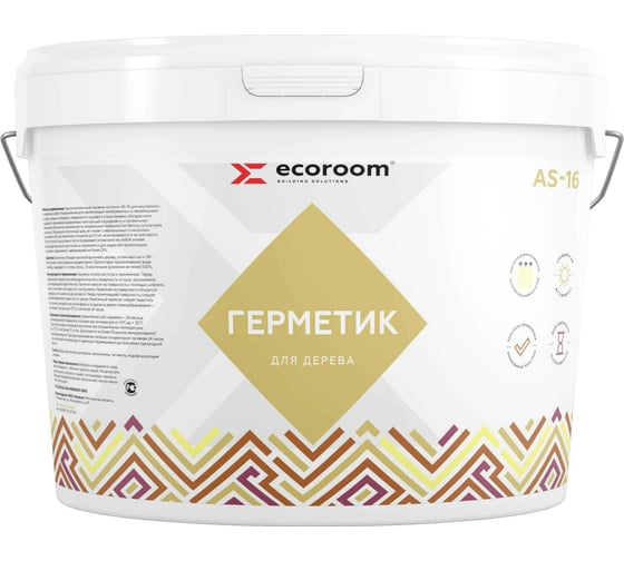 Изображение товара Акриловый герметик ECOROOM AS-16 для дерева, белый, 15 кг E-Герм-4189/15