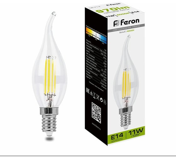 Изображение товара Светодиодная лампа FERON 11W 230V E14 4000K прозрачная, LB-714 38012