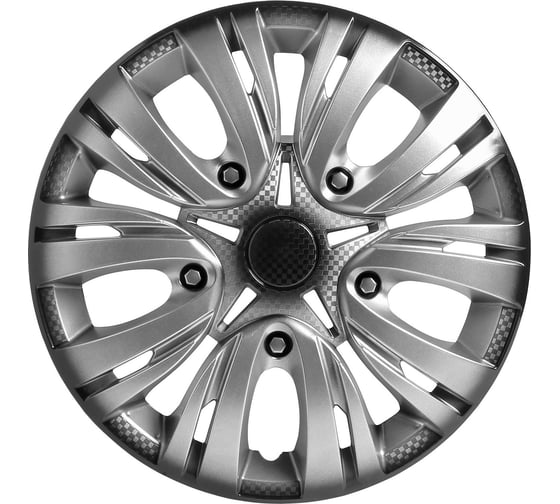 Изображение товара Колесные колпаки Airline 13 Лион +, серебристо-черный, карбон, комплект 2 шт. AWCC-13-02