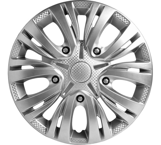 Изображение товара Колесные колпаки Airline 14 Лион, серебристый, карбон, комплект 2 шт. AWCC-14-01