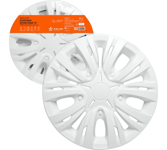 Изображение товара Колесные колпаки Airline 13 Лион, белый, карбон, комплект 2 шт. AWCC-13-03