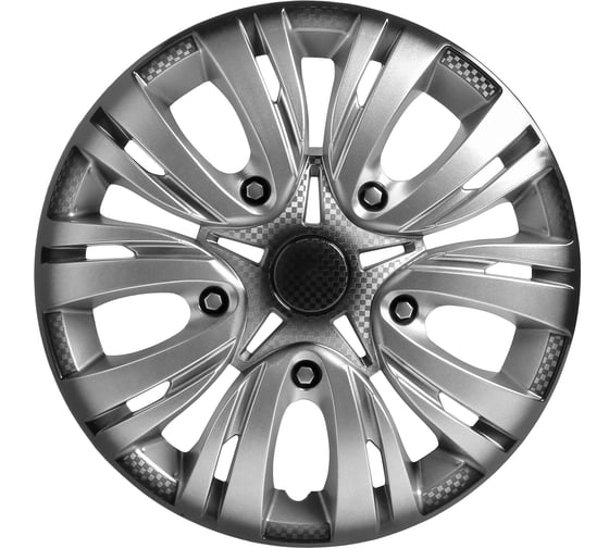 Изображение товара Колесные колпаки Airline 14 Лион +, серебристо-черный, карбон, комплект 2 шт. AWCC-14-02