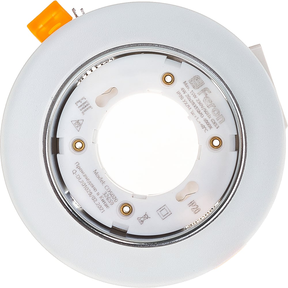 фото Светильник feron 20led 2835 smd 4000k, 15w gx53, без лампы, белый матовый, cd5020 32659