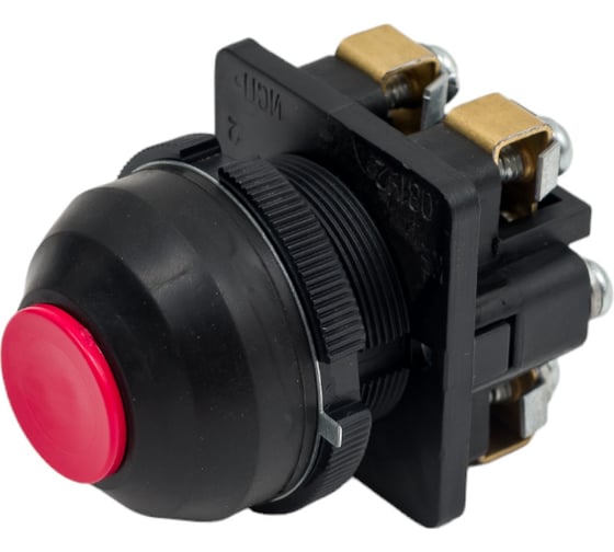 Изображение товара Кнопочный выключатель Электротехник Ке-081 у2 исп.2, красный, 1з и 1р, цилиндр, ip54, 10а, 660в, ET502359
