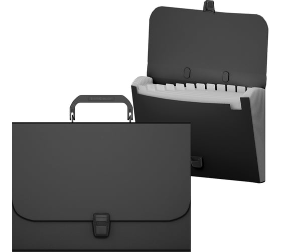 Изображение товара Портфель ErichKrause пластиковый текстура Песок Классика, с 13 отделениями, A4, черный 50437