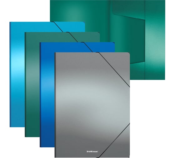 Изображение товара Папка на резинках ErichKrause Matt Ice Metallic, A4, пластиковая, ассорти, 4 шт. в упаковке 50399