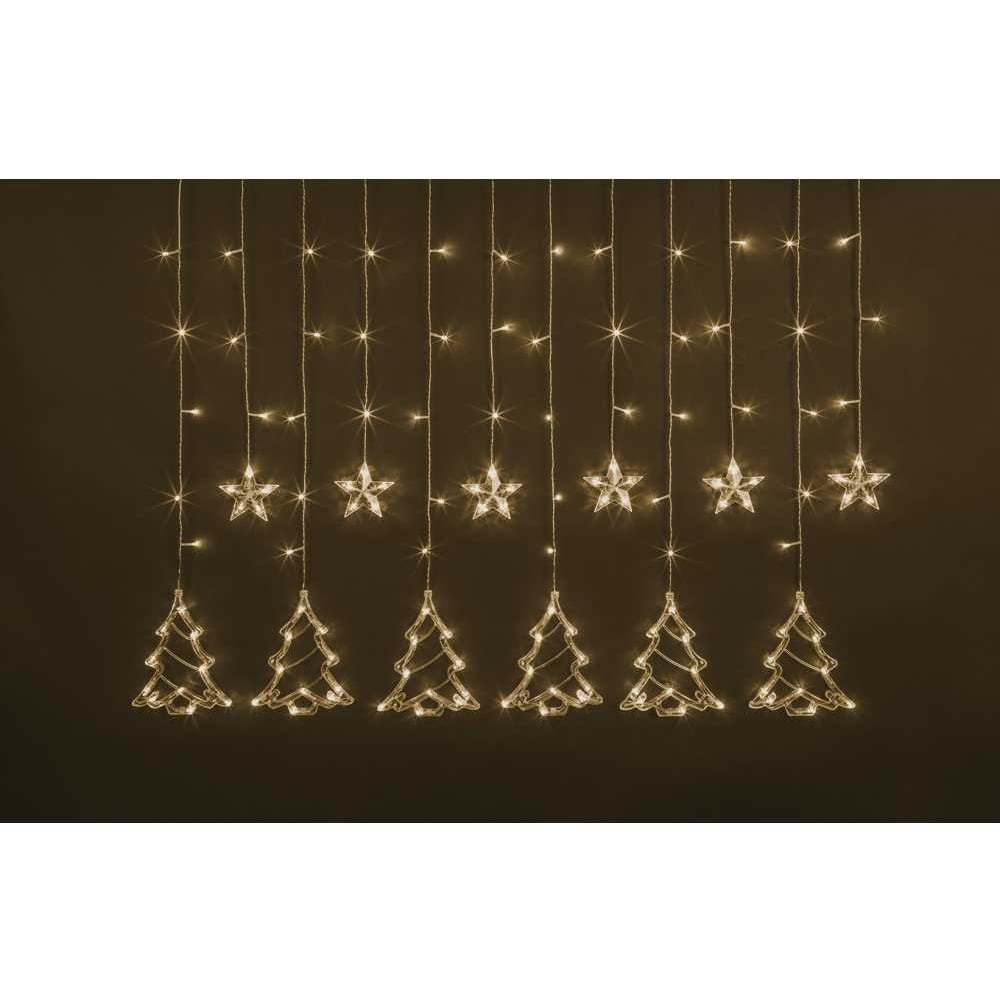 Изображение товара Гирлянда Navigator 95 006 NGF-D033-01 бахрома звезд и елочек теплый белый 2.5х1м