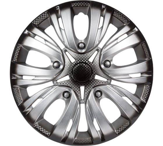 Изображение товара Колесные колпаки Airline 16 Лион + серебристо-черный, карбон, комплект 2 шт. AWCC-16-25