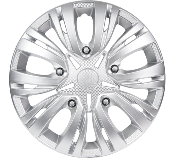 Изображение товара Колесные колпаки Airline 16 Лион, серебристый, карбон, комплект 2 шт. AWCC-16-24