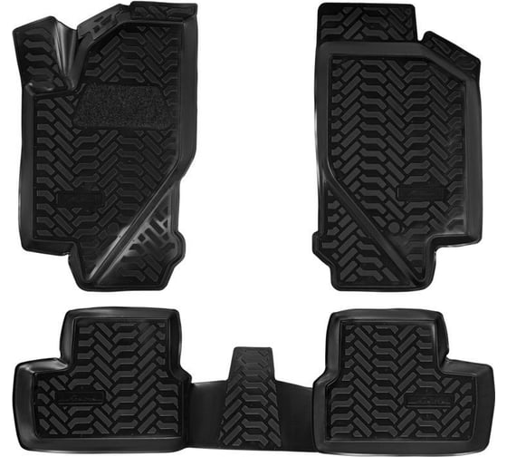 Изображение товара Ковры Airline для LADA Kalina 04-, 4 шт., высокий борт, 3D с подпятником, ТЭП, черные ACM-PS-03