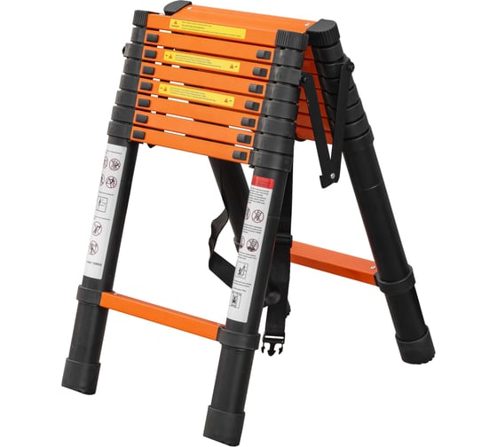 Изображение товара Телескопическая стремянка ISMA алюминиевая бытовая 2.6м (9+9 ступ.) ISMA-UP260-2(56903)