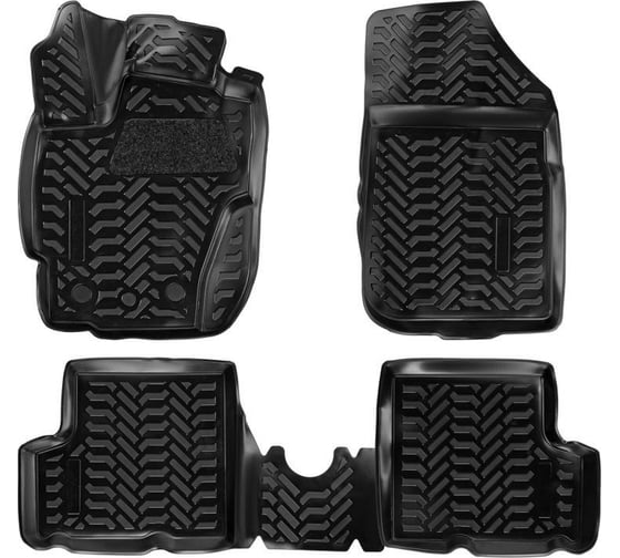 Изображение товара Ковры Airline для Renault Duster рест./Kaptur 4WD 15-, 4 шт., крепеж, высокий борт, 3D с подпятником, ТЭП, черные ACM-PS-55