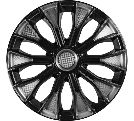 Изображение товара Колесные колпаки Airline 14" Волтек Т, серебристый/черный, карбон, комплект 2 шт. AWCC-14-18