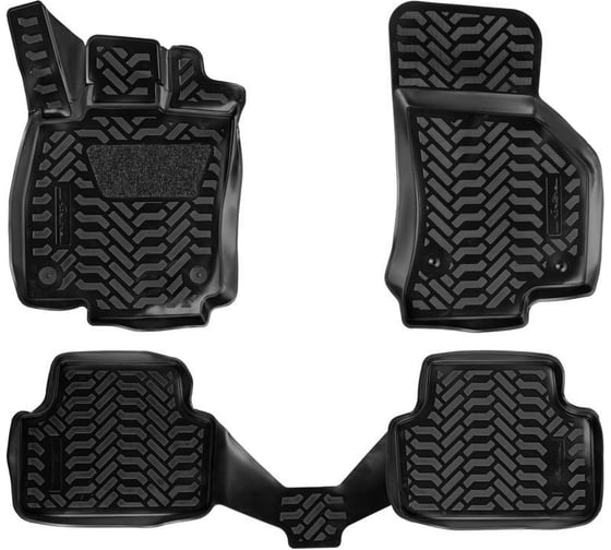 Изображение товара Ковры Airline для Skoda Octavia A7 13-, 4 шт., крепеж, высокий борт, 3D с подпятником, ТЭП, черные ACM-PS-60