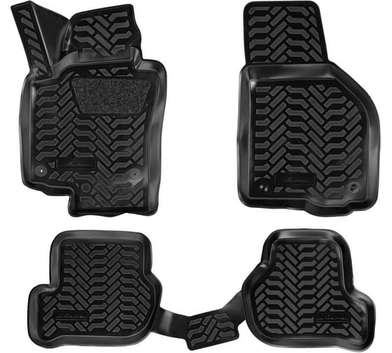 Изображение товара Ковры Airline для Skoda Octavia A5 04-13, 4 шт., крепеж, высокий борт, 3D с подпятником, ТЭП, черные ACM-PS-59