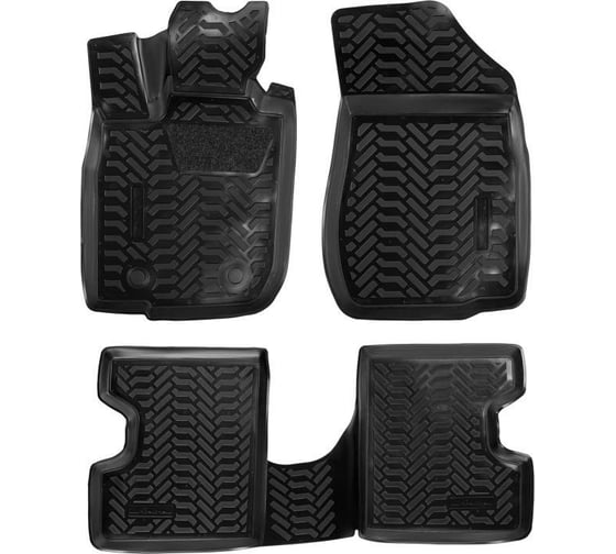 Изображение товара Ковры Airline для LADA Largus 12-, 4 шт., крепеж, высокий борт, 3D с подпятником, 1-2й ряд, ТЭП, черные ACM-PS-04