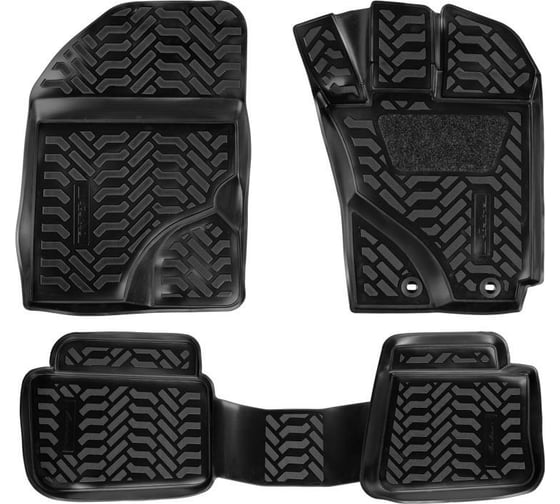 Изображение товара Ковры Airline для Toyota Corolla Fielder 4WD RHD 06-12, 4 шт., крепеж, высокий борт, 3D с подпятником, ТЭП, черные ACM-PS-71