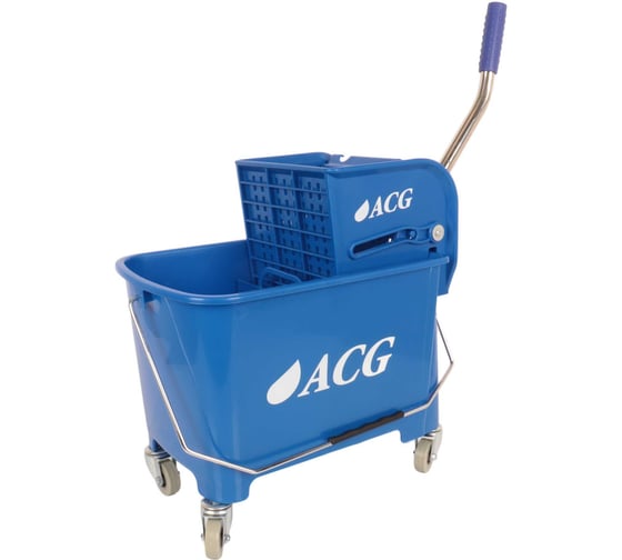 Изображение товара Уборочное ведро на колесах ACG 20 л с отжимом, двойное, синее (1шт.) 1009004