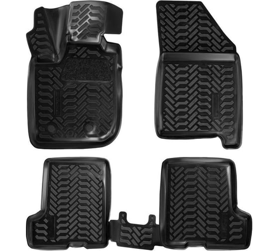 Изображение товара Ковры Airline для LADA XRAY 16-, 4 шт., крепеж, высокий борт, 3D с подпятником, вещевой ящик, ТЭП, черные ACM-PS-09