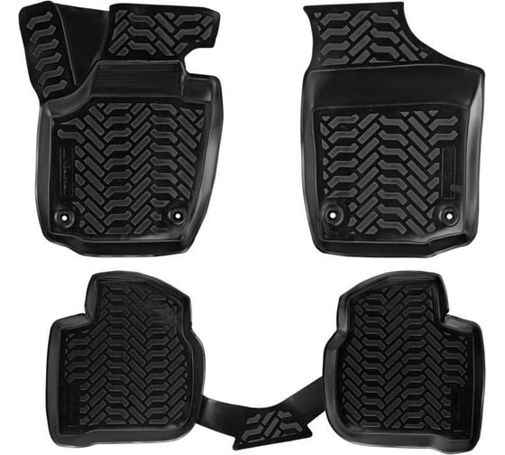 Изображение товара Ковры Airline для Skoda Rapid 13-, 4 шт., крепеж, высокий борт, 3D, ТЭП, черные ACM-PS-61