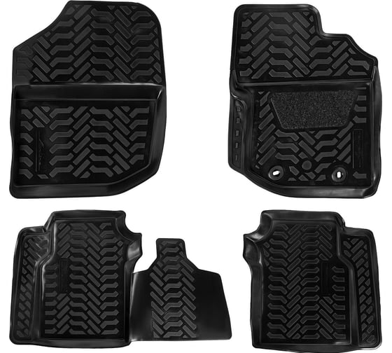 Изображение товара Ковры Airline для Honda Fit RHD 07-13, 4 шт., крепеж, высокий борт, 3D с подпятником, ТЭП, черные ACM-PS-33