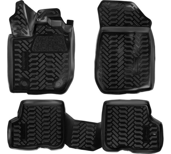 Изображение товара Ковры Airline для Renault Logan II 14-, 4 шт., крепеж, высокий борт, 3D с подпятником, ТЭП, черные ACM-PS-56