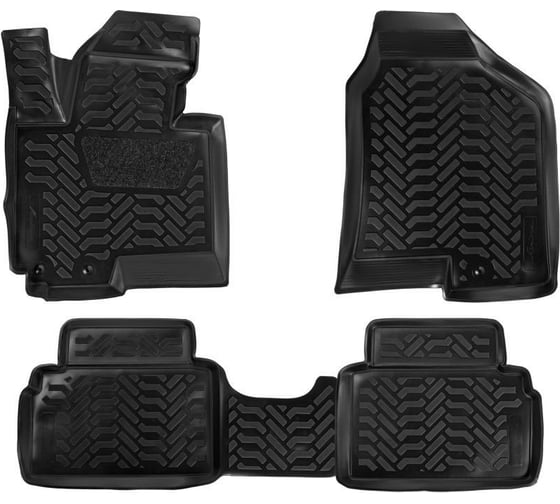 Изображение товара Ковры Airline для Kia Sportage III 2010-16, 4 шт., высокий борт, 3D с подпятником, ТЭП, черные ACM-PS-42