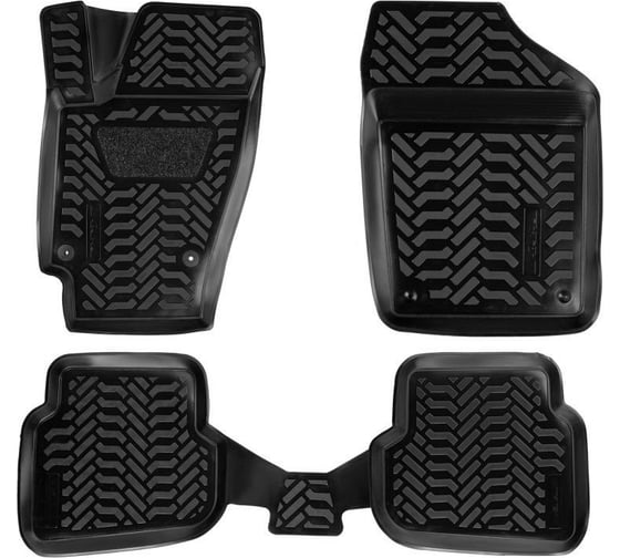 Изображение товара Ковры Airline для VW Polo SD 10-, 4 шт., крепеж, высокий борт, 3D с подпятником, ТЭП, черные ACM-PS-73