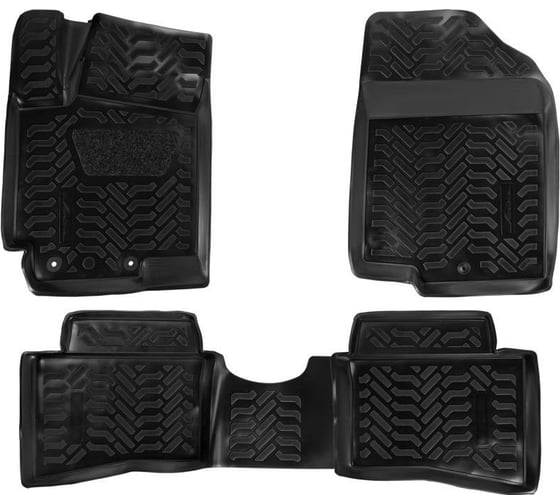 Изображение товара Ковры Airline для Hyundai Solaris I 10-17, 4 шт., крепеж, высокий борт, 3D с подпятником, ТЭП, черные ACM-PS-36