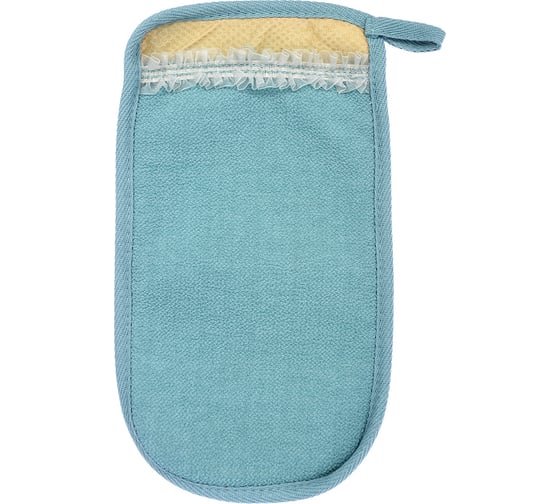 Изображение товара Мочалка-рукавица с декором Банные Штучки Королевский пилинг тесьма, 14.5х25 см, в ассортименте 41291