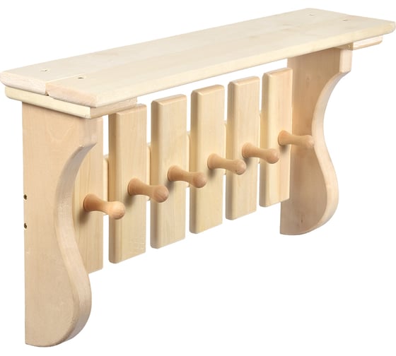 Изображение товара Полка с вешалкой Банные Штучки 6 рожков 54х31х14 см, липа 32412