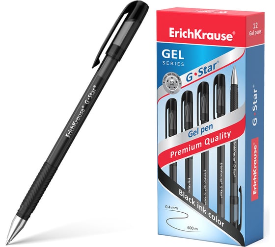 Изображение товара Гелевая ручка ErichKrause G-Star Stick Original, цвет чернил черный, 12 шт. в упаковке 45207
