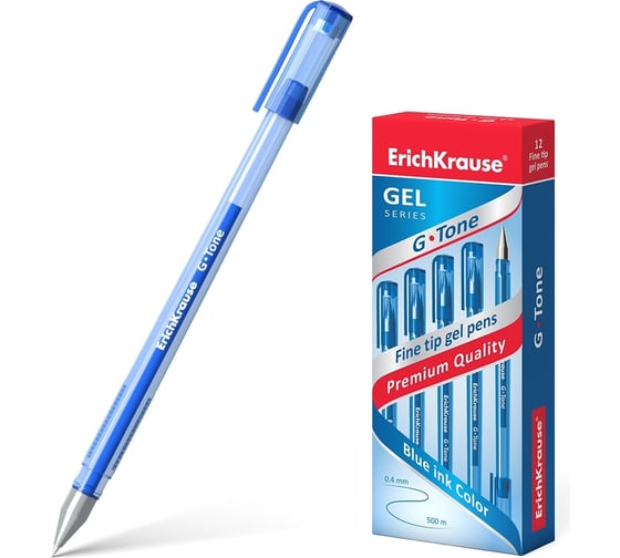 Изображение товара Гелевая ручка ErichKrause G-Tone Stick Original, цвет чернил синий, 12 шт. в упаковке 17809