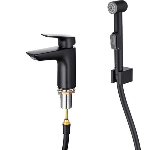 Изображение товара Смеситель для раковины Aquatek Вега с гигиеническим ручным душем aq1012mb 00000129542