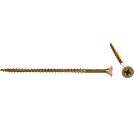 Изображение товара Потайной универсальный шуруп Метизный двор 4,5x80, желтый, 100 шт. 4607159063434
