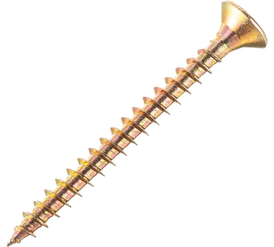 Изображение товара Потайной универсальный шуруп Метизный двор 5,0x50, желтый, 10 шт. 4607173900944