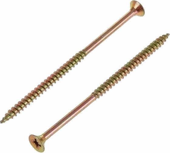 Изображение товара Потайной универсальный шуруп Метизный двор 6,0x100, желтый, 100 шт. 4607159063656