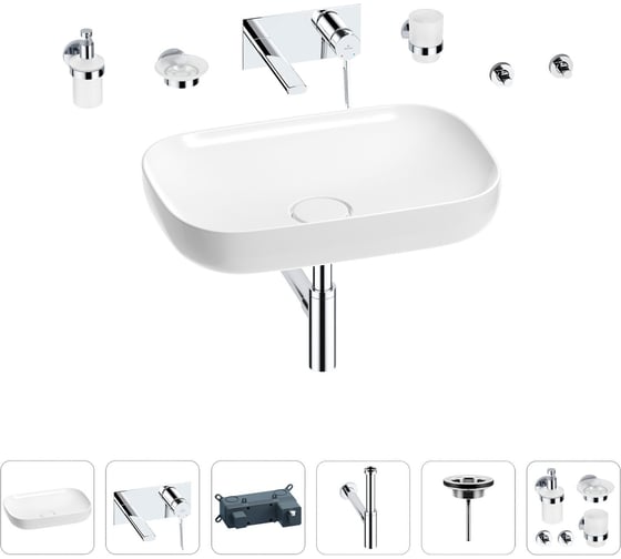 Изображение товара Раковина для ванной Wellsee Croquis в наборе 8 в 1 201005701