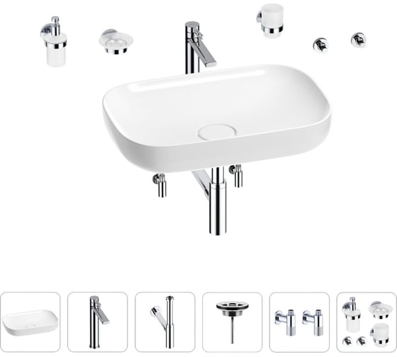 Изображение товара Раковина для ванной Wellsee Croquis в наборе 9 в 1 201005691