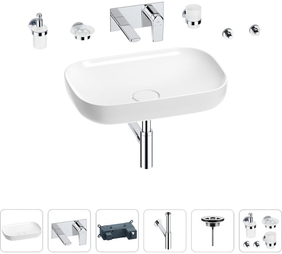 Изображение товара Раковина для ванной Wellsee Croquis в наборе 8 в 1 201005696