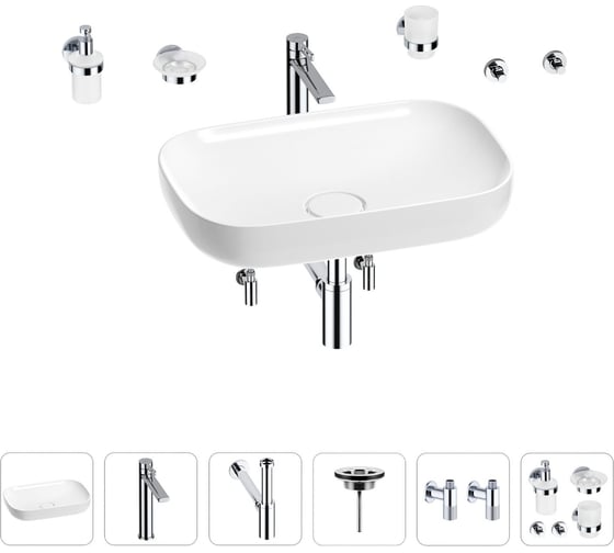 Изображение товара Раковина для ванной Wellsee Croquis в наборе 9 в 1 201005631