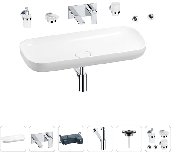 Изображение товара Раковина для ванной Wellsee Croquis в наборе 8 в 1 201005736