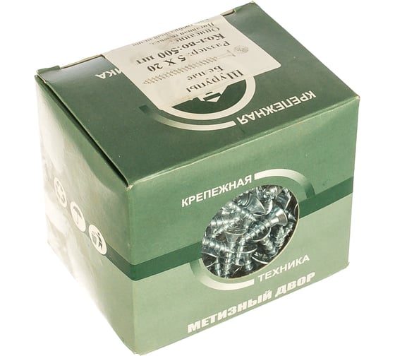 Изображение товара Потайной универсальный шуруп Метизный двор 5,0x20, оцинкованный, 500 шт. 4690441022530