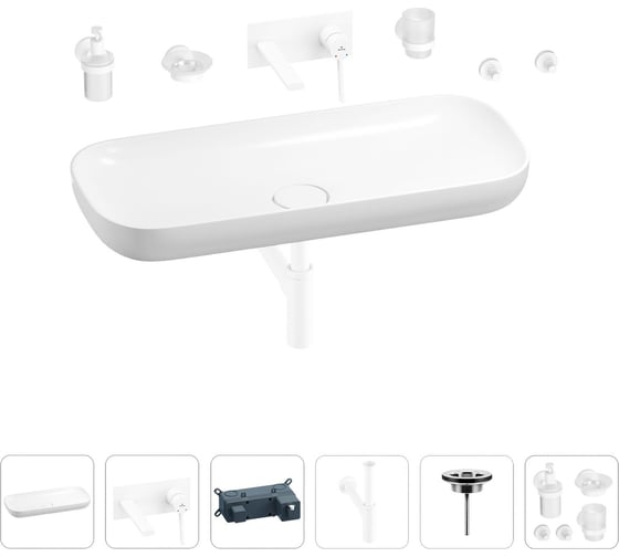 Изображение товара Раковина для ванной Wellsee Croquis в наборе 8 в 1 201005805