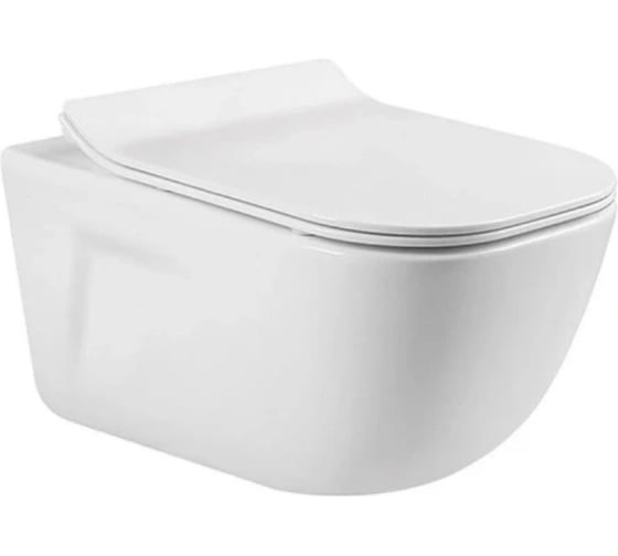 Изображение товара Унитаз компакт Aquatek ДИВА подвесной, безободковый 510x350x360мм, тонкое сиденье с механизмом плавного закрывания, крепеж AQ2012-00 00000131126